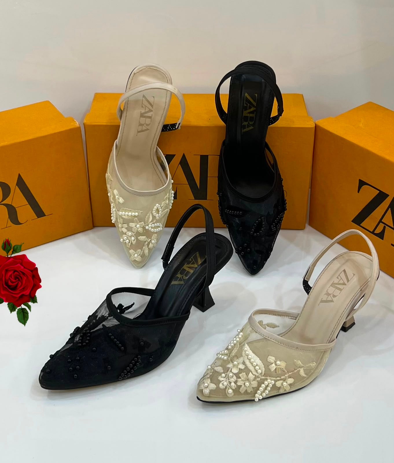 Zara Embroidered Heels
