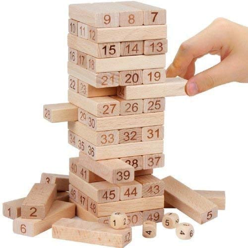 54-Piece Number Wooden Jenga Game – Jumbo Size