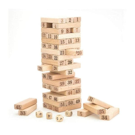 54-Piece Number Wooden Jenga Game – Jumbo Size