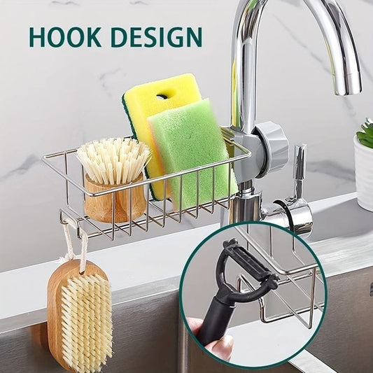 Stainless Steel Faucet Soap Dish & Sink Organizer Rack